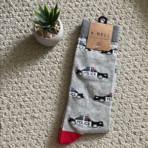 K. bell mens crew socks police cars